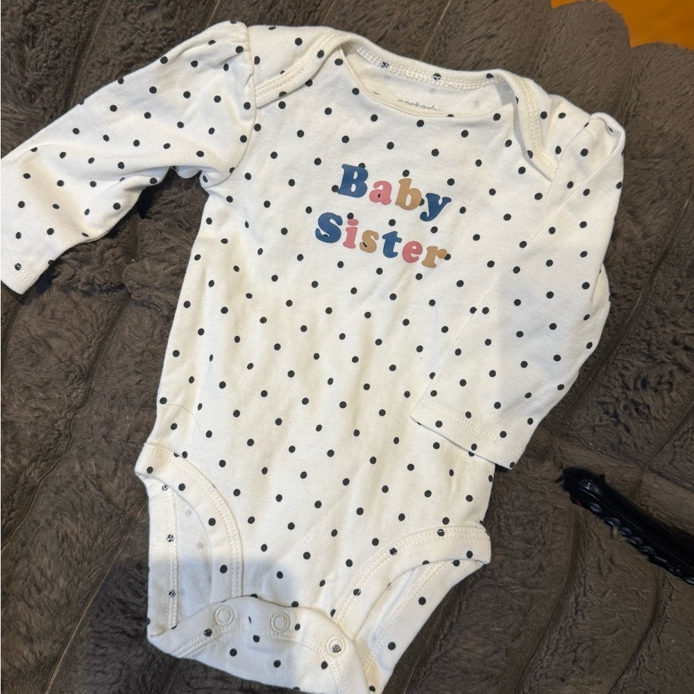 Carter's White Polka Dot Baby Sister Bodysuit